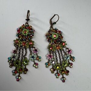 Michal Negrin Multicolor Floral Dangle Earrings